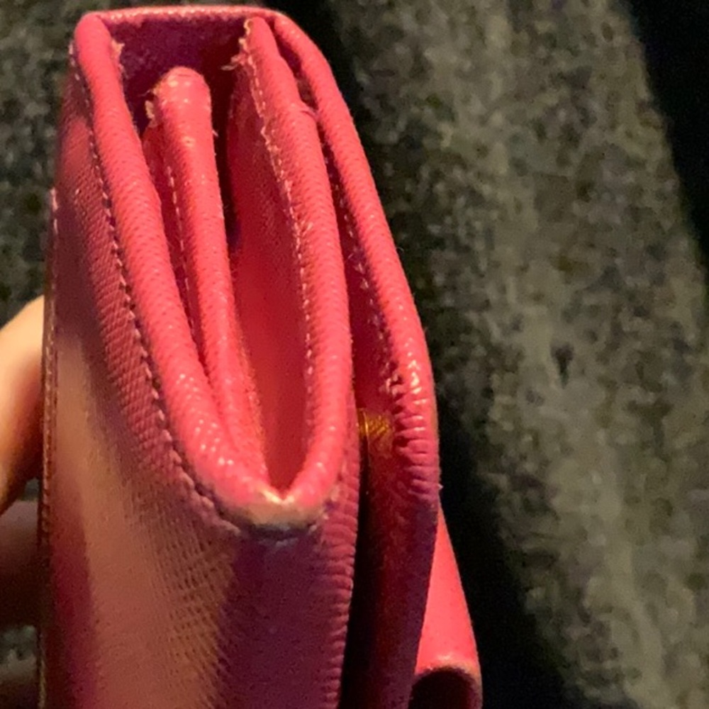 PRADA Leather Wallet Bow, Pink Saffiano Fiocco Ribbon 1M1132 Long Wallet Peonia - Picture 6 of 8